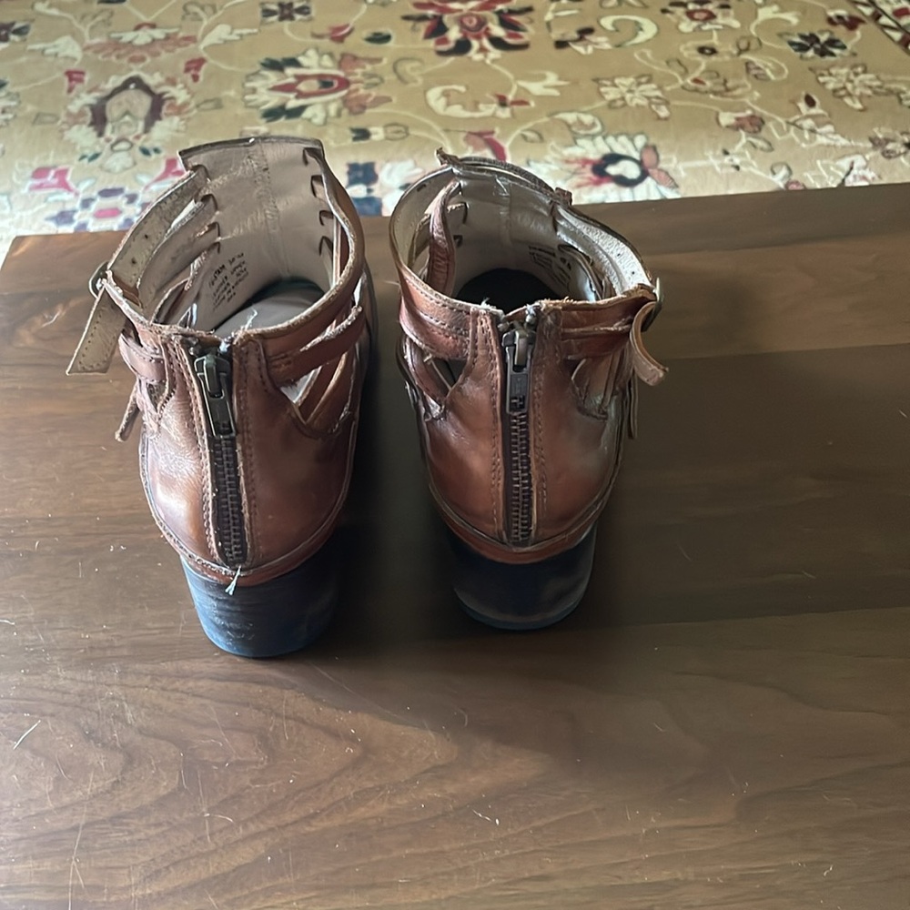 Strappy Brown Leather Ankle Booties from FREEBIRD - Picture 3 of 6